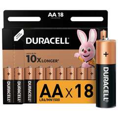  Батарейки комплект 18 шт., duracell basic оригинал, aa (lr6, 15а), алкалиновые, пальчиковые | Батарейки