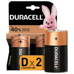  Батарейки комплект 2 шт., duracell basic оригинал, d (lr20, 13а), алкалиновые, блистер, mn 1300d lr20 | Батарейки