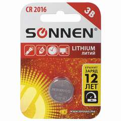  Батарейка sonnen lithium, cr2016, литиевая, 1 шт., в блистере, 451972 | Батарейки