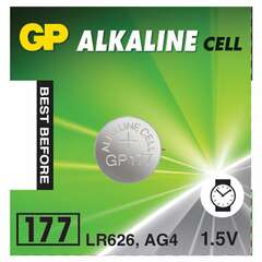  Батарейка gp alkaline 177 (g4, lr626), алкалиновая, 1 шт., в блистере (отрывной блок), 177-2cy, 4891199026690 | Батарейки