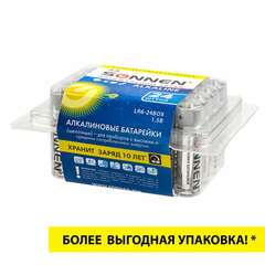  Батарейки комплект 24 шт., sonnen alkaline, аа(lr6, 15а), алкалиновые, пальчиковые, короб, 455095 | Батарейки