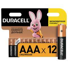  Батарейки комплект 12 шт., duracell basic оригинал, aaa (lr03, 24а), алкалиновые, мизинчиковые | Батарейки