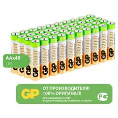  Батарейки gp super, aa (lr6, 15а), алкалиновые, пальчиковые, комплект 40 шт., 15a-2crvs, gp 15a-2crvs40 | Батарейки
