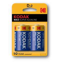  Батарейки алкалиновые комплект 2 шт., kodak max super alkaline, d (lr20, 13а), блистер, б0005129 | Батарейки