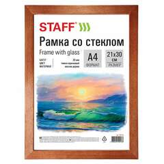  Рамка 21х30 см, дерево, багет 20 мм, staff, темно-коричневая, стекло, 390716 | Рамки для дипломов, сертификатов, грамот, фотографий