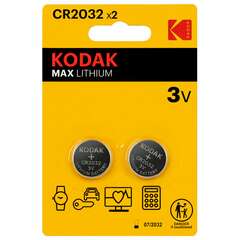  Батарейки комплект 2 шт., kodak max lithium, cr2032, литиевые, блистер, б0037004 | Батарейки