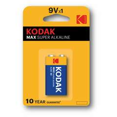  Батарейка алкалиновая 1 шт. kodak max super alkaline, крона 9v (6lr61, 6lf22, 1604a), блистер, б0005130 | Батарейки