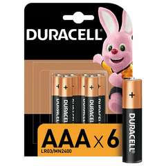  Батарейки комплект 6 шт., duracell basic оригинал, ааа (lr03, 24а), алкалиновые, мизинчиковые, б0014858 | Батарейки