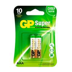 Батарейки комплект 2 шт., gp super, aaa (lr03, 24 а), алкалиновые, мизинчиковые, блистер, 24a-2cr2 | Батарейки