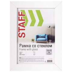  Рамка 10х15 см белая staff "grand", багет 18 мм, стекло, мдф, 391208 | Рамки для дипломов, сертификатов, грамот, фотографий