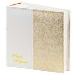  Фотоальбом brauberg на 300 фото 10х15 см, под кожу, бумажные страницы, бокс, белый+золото, 391117 | Фотоальбомы