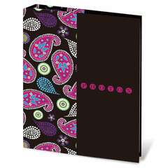  Фотоальбом brauberg на 200 фотографий 10х15 см, твердая обложка, "пейсли", черный с розовым, 390668 | Фотоальбомы