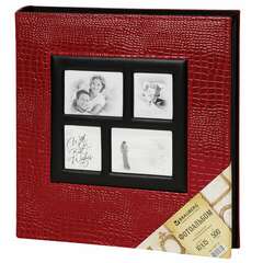 Фотоальбом brauberg на 500 фотографий 10х15 см, обложка под кожу крокодила, рамка для фото, красный, 390714 | Фотоальбомы