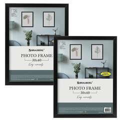  Рамка 30х40 см небьющаяся, комплект 2 штуки, багет 21 мм, мдф, brauberg "idea", черная, 391395 | Рамки для дипломов, сертификатов, грамот, фотографий