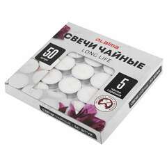  Свечи чайные long life, до 5 часов горения, вес 12 г, комплект 50 шт., в гильзе, laima, 609200 | Свечи чайные