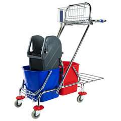  Тележка уборочная brabix, 2-съемных ведра по 15 л, отжим, корзина, держатель для мусорного мешка с поддерживающей платформой, 601500 | Тележки уборочные