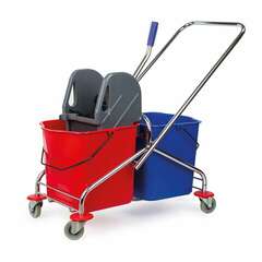  Тележка уборочная brabix, 2 съемных ведра 25 л, механический отжим, металлический каркас, 601499 | Тележки уборочные