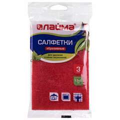  Губки-салфетки абразивные 130х90х5 мм, комплект 3 шт., от стойких загрязнений, laima, к6013, 601564 | Салфетки хозяйственные
