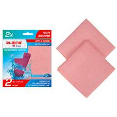  Салфетка из микрофибры губчатая pva/пва супервпитывающая 30х30 см, комплект 2 шт., high absorb, 320 г/м2, laima, 607790 | Салфетки хозяйственные