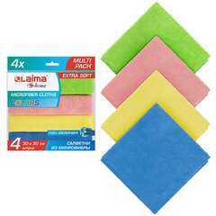  Салфетка из микрофибры универсальная 30х30 см, комплект 4 шт., multi pro colour, 280 г/м2, laima, 607792 | Салфетки хозяйственные
