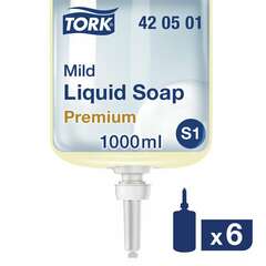  Картридж с жидким мылом одноразовый tork (система s1) premium, 1 л, 420501 | Картриджи с жидким мылом и мылом-пеной