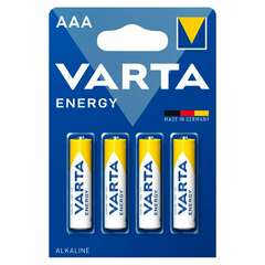  Батарейки алкалиновые "мизинчиковые" комплект 4 шт varta energy, ааа (lr03,15а) блист, 4103229414 | Батарейки