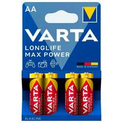  Батарейки алкалиновые "пальчиковые" комплект 4 шт varta longlife max power, аа (lr6,2, 4706101404 | Батарейки