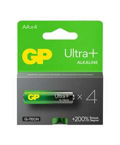  Батарейки комплект 4 шт., gp ultra plus g-tech, aa (lr6), алкалиновые, пальчиковые, 15aupa21-2crsb4 | Батарейки