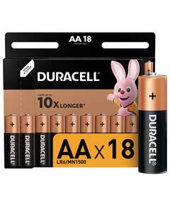  Батарейки комплект 18 шт., duracell basic оригинал, aa (lr6, 15а), алкалиновые, пальчиковые | Батарейки