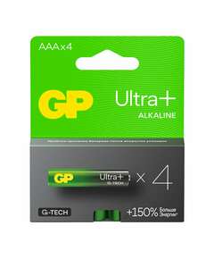  Батарейки комплект 4 шт., gp ultra plus g-tech, aaa (lr03), алкалиновые, мизинчиковые, 24aupa21-2crsb4 | Батарейки