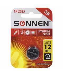  Батарейка sonnen lithium, cr2025, литиевая, 1 шт., в блистере, 451973 | Батарейки