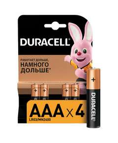  Батарейки комплект 4 шт., duracell basic оригинал, aaa (lr03, 24а), алкалиновые, мизинчиковые, mn 2400 aaa lr3 | Батарейки