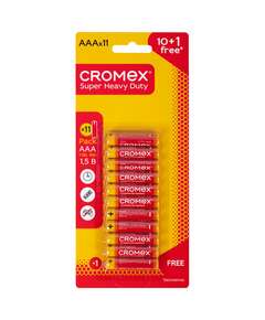  Батарейки солевые "мизинчиковые" комплект 10+1 шт., cromex super heavy duty, aaa (r03, 24a), блистер, 456257 | Батарейки