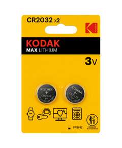  Батарейки комплект 2 шт., kodak max lithium, cr2032, литиевые, блистер, б0037004 | Батарейки