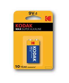  Батарейка алкалиновая 1 шт. kodak max super alkaline, крона 9v (6lr61, 6lf22, 1604a), блистер, б0005130 | Батарейки