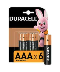  Батарейки комплект 6 шт., duracell basic оригинал, ааа (lr03, 24а), алкалиновые, мизинчиковые, б0014858 | Батарейки