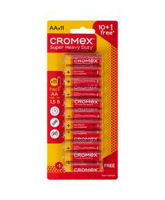  Батарейки солевые "пальчиковые" комплект 10+1 шт., cromex super heavy duty, aa (r6,15a), блистер, 456256 | Батарейки