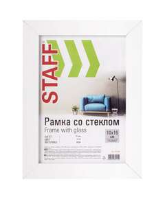  Рамка 10х15 см белая staff "grand", багет 18 мм, стекло, мдф, 391208 | Рамки для дипломов, сертификатов, грамот, фотографий