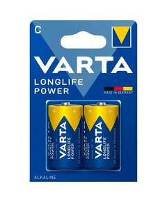  Батарейки алкалиновые комплект 2 шт varta longlife power, c (lr14, 14а) блистер, 4914121412 | Батарейки