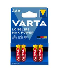  Батарейки алкалиновые "мизинчиковые" комплект 4 шт varta longlife max power, ааа (lr0, 4703101404 | Батарейки