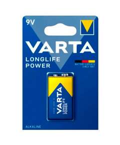  Батарейка алкалиновая 1 шт. varta longlife power, крона 9v (6lr61, 6lf22, 1604a), 4922121411 | Батарейки