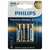  Батарейки алкалиновые "мизинчиковые" комплект 4 шт., philips premium alkaline, ааа (lr03, 15а), блистер, б0062755 | Батарейки