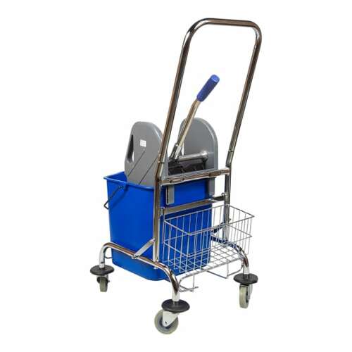  Одноведерная металлическая тележка с отжимом и корзинкой под химию nv 23 л nv-11123 | Одноведерные тележки