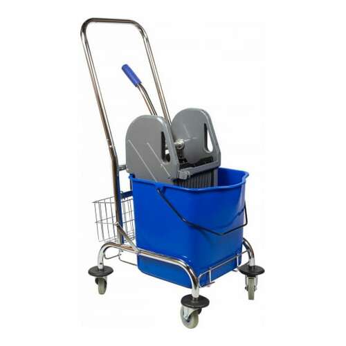  Одноведерная металлическая тележка с отжимом и корзинкой под химию nv 23 л nv-11123 | Одноведерные тележки