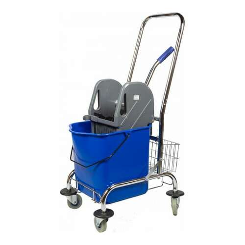  Одноведерная металлическая тележка с отжимом и корзинкой под химию nv 23 л nv-11123 | Одноведерные тележки