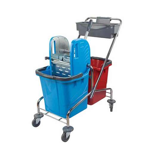  Тележка уборочная хромированная 2х25 л uctem-plas rindo - отжим ck752 | Двухведерные тележки