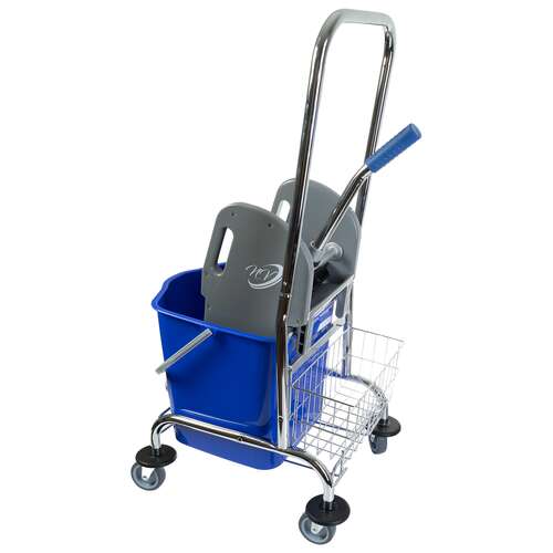  Одноведерная металлическая тележка с отжимом и корзинкой под химию nv 23 л nv-11123 | Одноведерные тележки