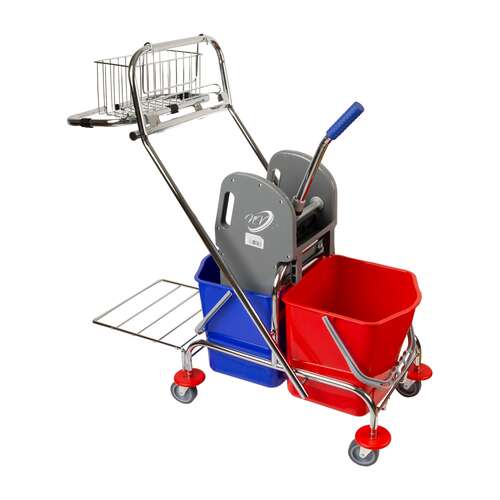  Nv тележка двухведерная 2х17 л металлическая отжим с корзинкой и системой под мешок nv-11987 | Двухведерные тележки