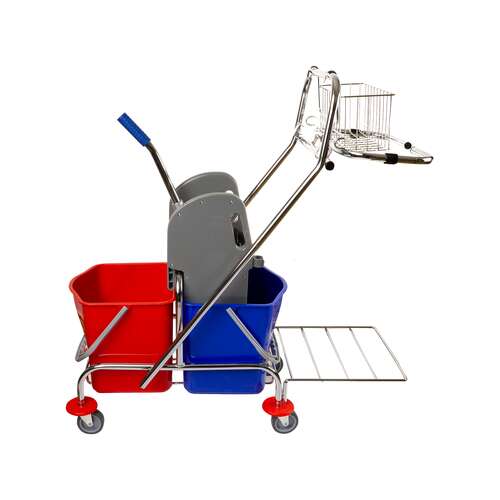  Nv тележка двухведерная 2х17 л металлическая отжим с корзинкой и системой под мешок nv-11987 | Двухведерные тележки