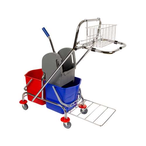  Nv тележка двухведерная 2х17 л металлическая отжим с корзинкой и системой под мешок nv-11987 | Двухведерные тележки